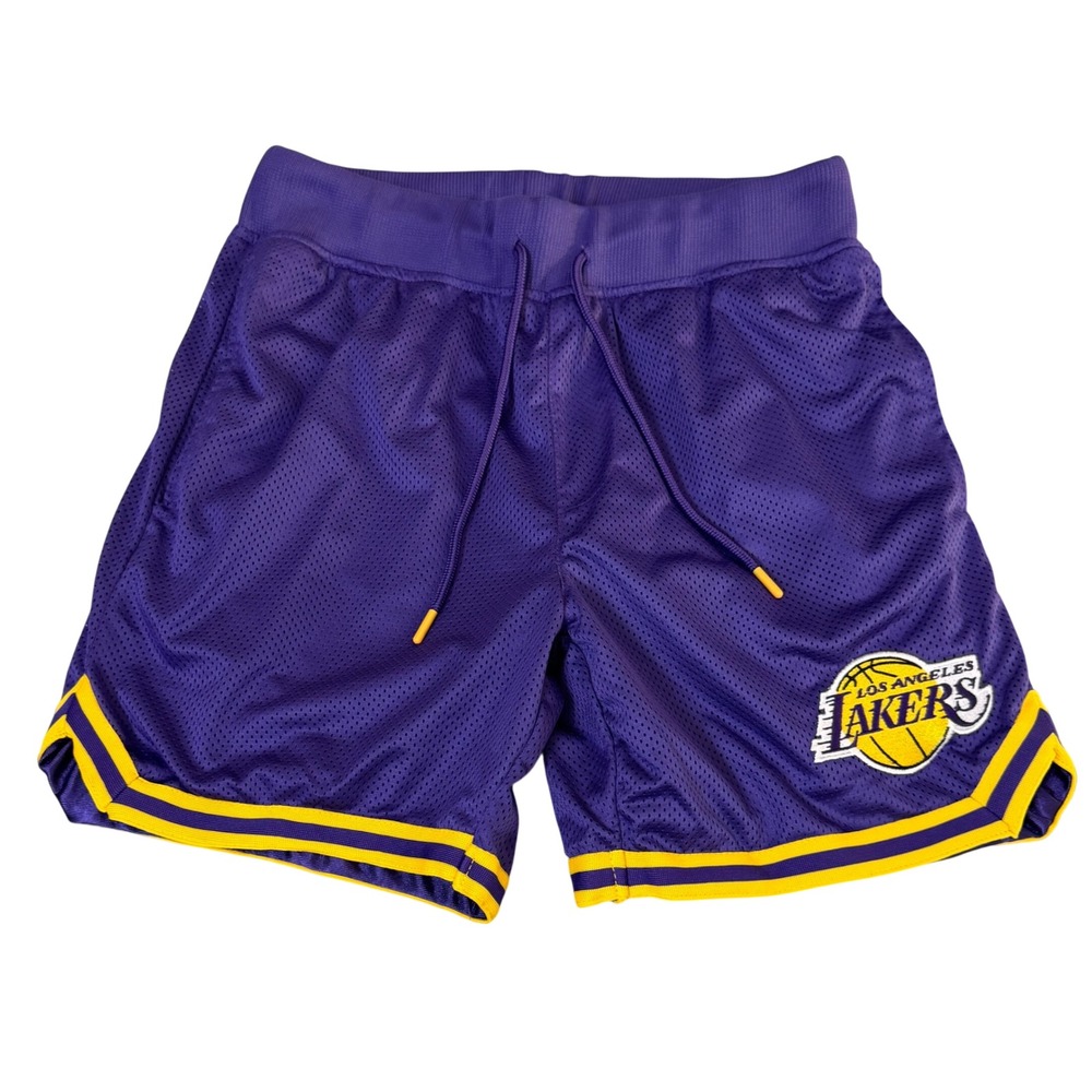 Ultra Game NBA Lakers Basketball Shorts Kids Medium Mesh‎ Athletic Purple Gold